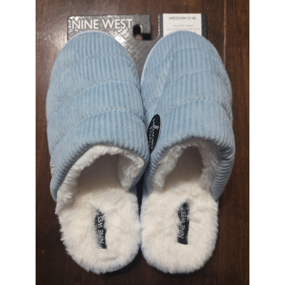 Nine West Blue Memory Foam Slippers- Size Medium (7-8) NWT - Picture 1 of 9